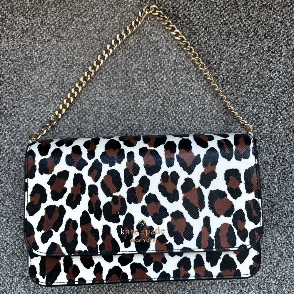 BNWT Kate Spade Animal Print Purse w/ crossbody strap and chain